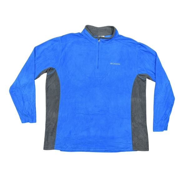 Columbia Men's Pullover Sweater 2XL Blue/Gray Polyester quarter Zip Fleece - Picture 1 of 7